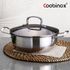 Coobinox® Panela Rasa de Aço Inoxidável Coobinox 27cm (CO-15-04) Base de Cápsula de 3 Camada Compatível com Tampa de Vidro Marrom